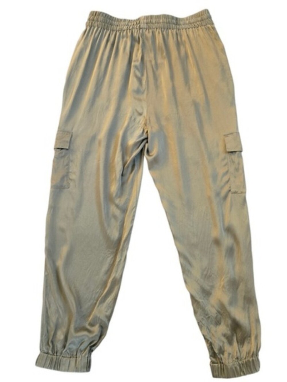 Joie Yolanda Women's Cargo Jogger Pants in Olive 100% Silk - L